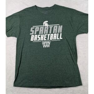 Champion Michigan State Spartans Basketball T Shirt Men's L Green NCAA